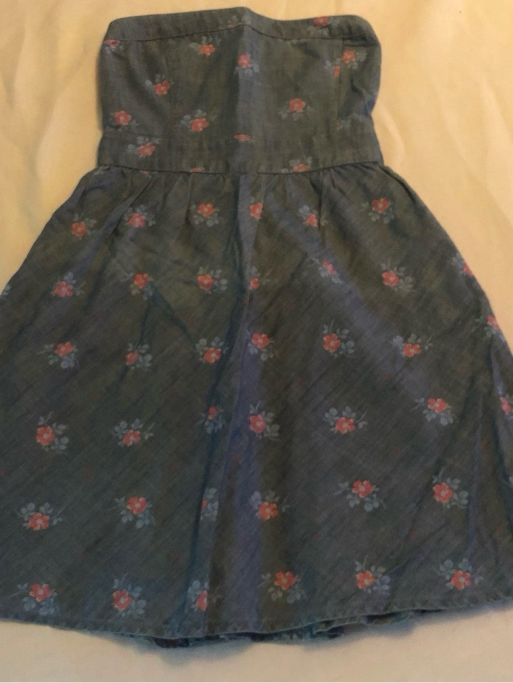 Hollister Blue Strapless Floral Sundress